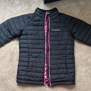 Columbia Kids Black Puffer Jacket with Pink Accents